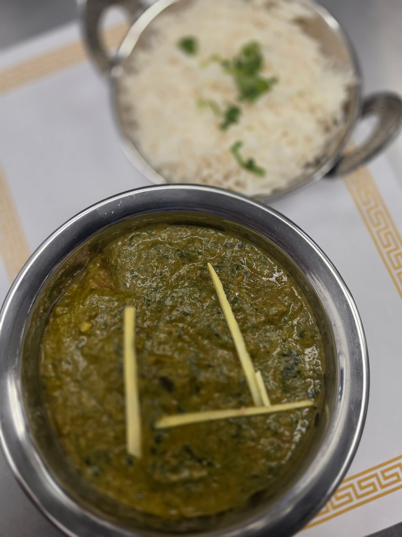 Palak curry with basmati rice