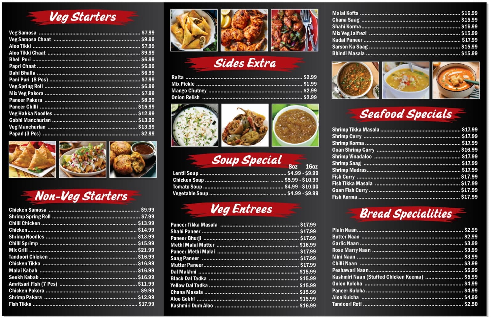 King's Indian Cuisine menu — page 1