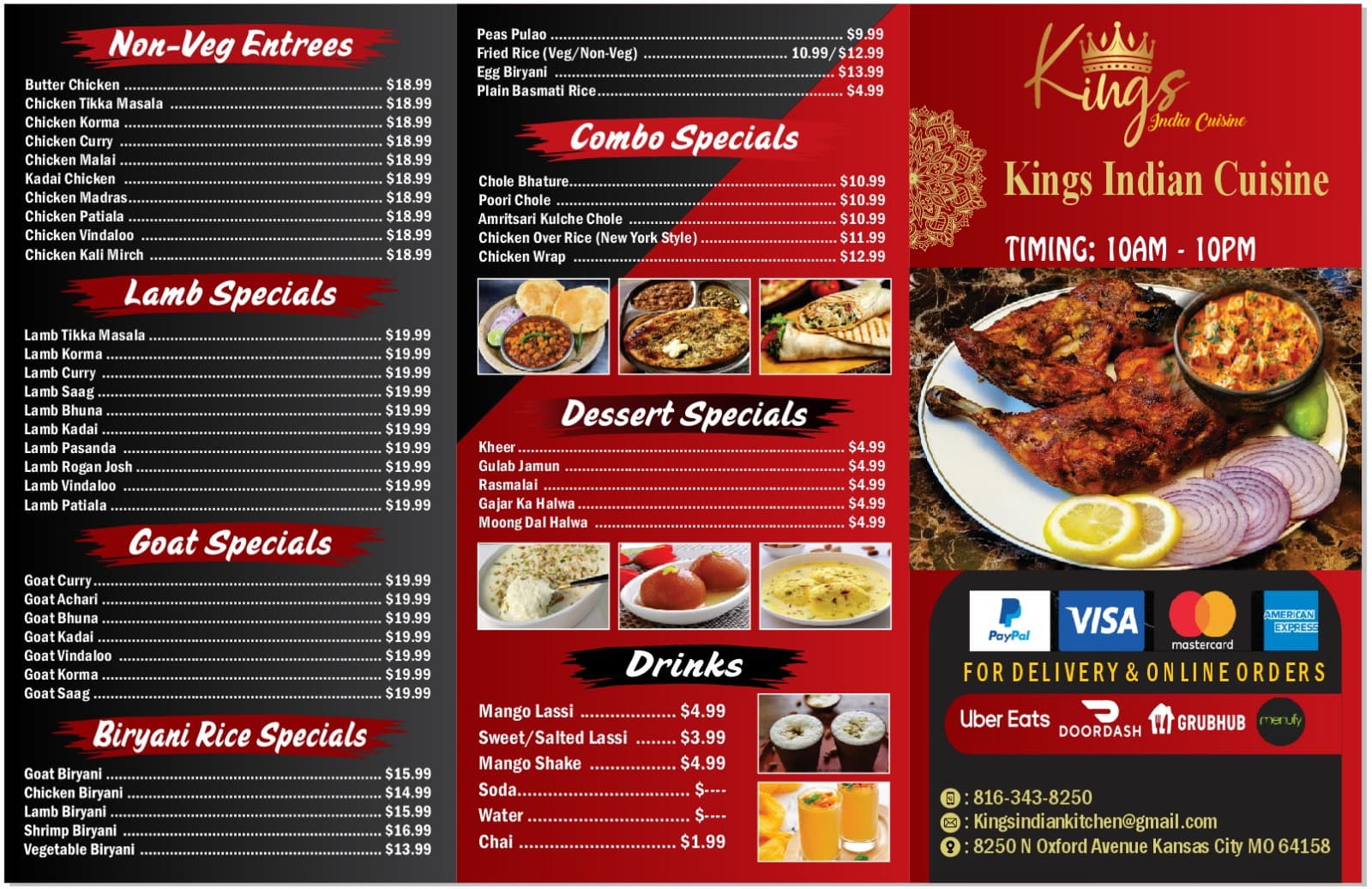 King's Indian Cuisine menu — page 2